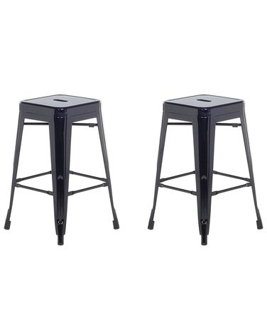 Lot de 2 tabourets de bar CABRILLO Métal Noir