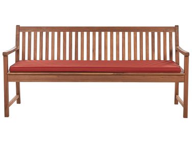 Banc avec coussin d'assise VIVARA 180 cm Bois d'acacia certifié Rouge foncé