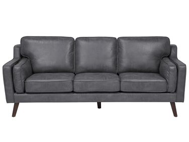 Sofa 3 Seater LOKKA Faux Leather Grey