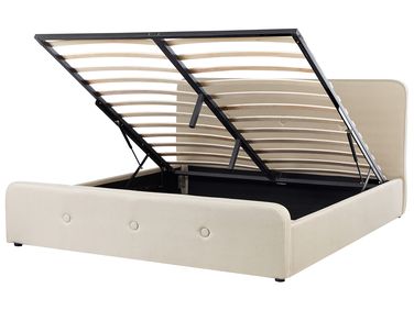 Bed met opbergruimte Kunstlinnen RENNES 180 x 200 cm Beige