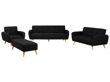 Ensemble de salon FLORLI Tissu Noir