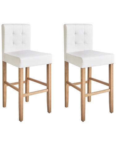 Set van 2 barstoelen MADISON Kunstleer Gebroken wit