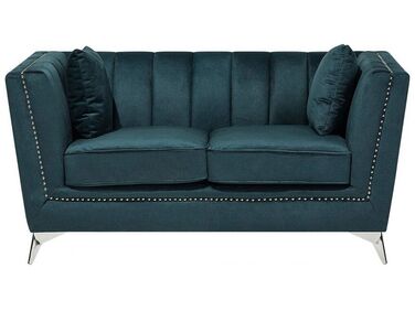 Bank 2-zits GAULA Fluweel Groenblauw