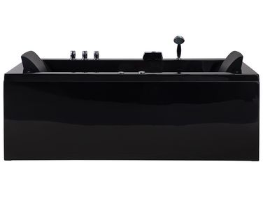 Baignoire d'angle à remous avec LED VARADERO Côté gauche 183 x 90 cm Noir