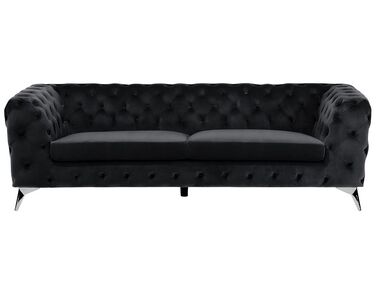 Sofa 3 Seater SOTRA Velvet Black