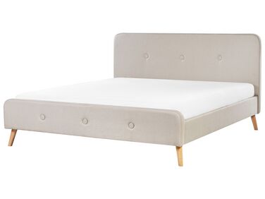 Bed Faux Linen RENNES 180 x 200 cm (EU Super King) Light Beige