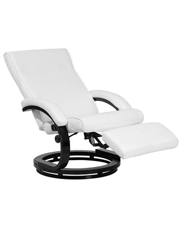Fauteuil inclinable MIGHT Repose-pieds inclus Cuir PU Blanc