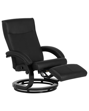 Fauteuil inclinable MIGHT Repose-pieds inclus Cuir PU Noir