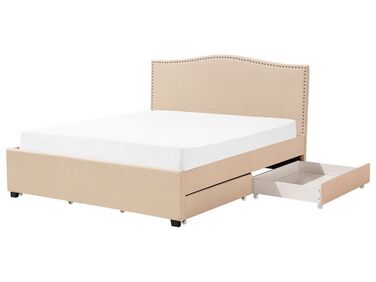 Bed met opbergladen Stof MONTPELLIER 180 x 200 cm Beige