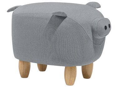 Animal Stool PIGGY Fabric Light Grey Pig