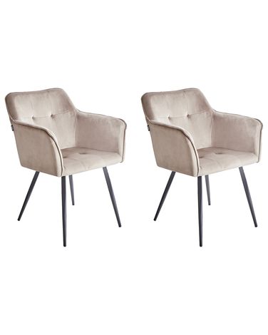Set van 2 eetkamerstoelen JASMIN Fluweel Taupe