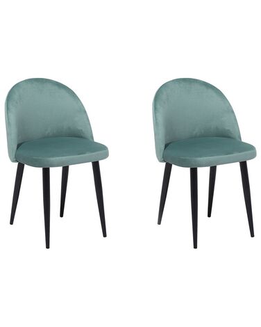 Set van 2 eetkamerstoelen VISALIA Fluweel Mintgroen