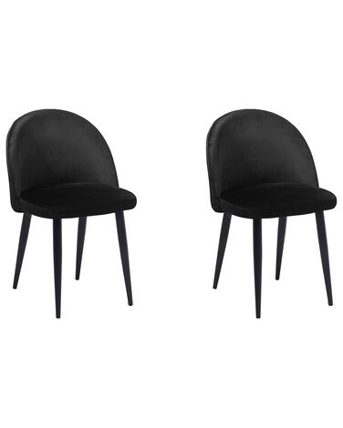 Set van 2 eetkamerstoelen VISALIA Fluweel Zwart