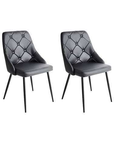 Set van 2 eetkamerstoelen VALERIE Kunstleer Zwart