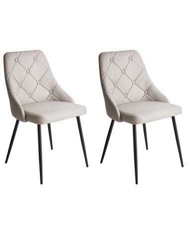 Set van 2 eetkamerstoelen VALERIE Kunstleer Lichtgrijs