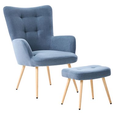 Fauteuil à oreilles VEJLE Tissu Bleu foncé