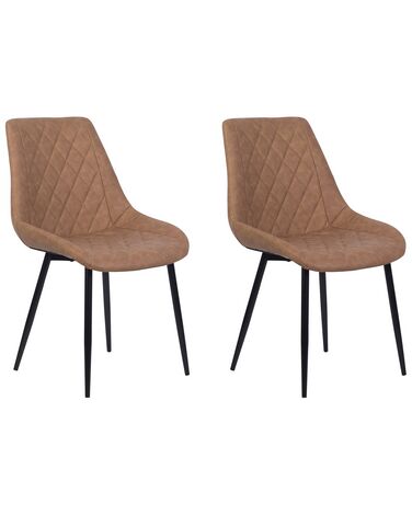 Set van 2 eetkamerstoelen MARIBEL Kunstleer Goudbruin