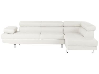 Canapé d'angle 5 places NORREA Cuir PU Blanc Côté gauche