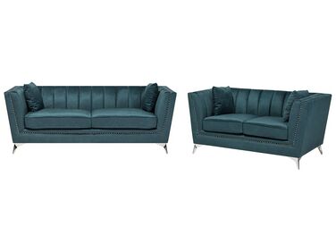 Bankenset 5-zits GAULA Fluweel Groenblauw