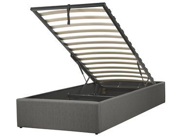 Opbergbed zonder hoofdbord Stof DINAN 90 x 200 cm Donkergrijs