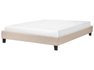 Bed without Headboard Fabric ROANNE 140 x 200 cm (EU Double) Beige