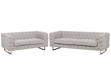 Ensemble de salon 5 places VISSLAND Tissu Beige clair
