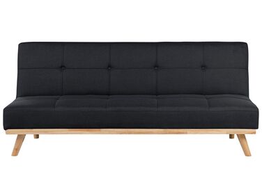 Sofa Bed 3 Seater FROYA Fabric Black