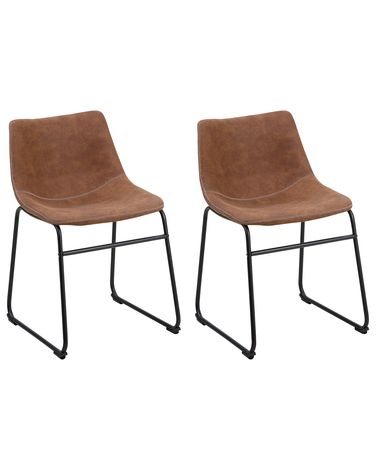 Lot de 2 chaises de salle à manger BATAVIA Tissu Marron doré
