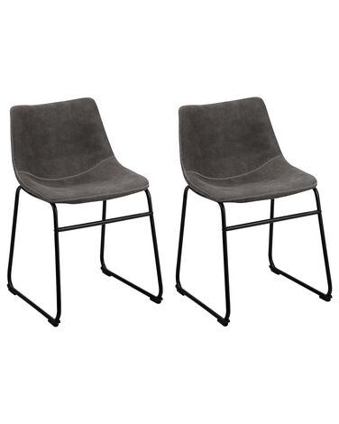 Lot de 2 chaises de salle à manger BATAVIA Tissu Gris foncé
