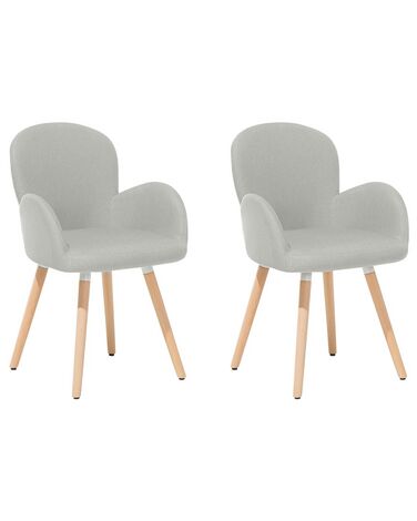 Set van 2 eetkamerstoelen BROOKVILLE Stof Lichtgrijs