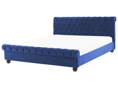 Bed Fluweel AVALLON 180 x 200 cm Marineblauw