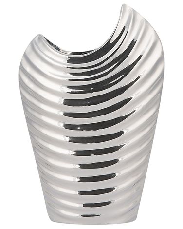 Decoratieve vaas ECETRA Steengoed 26 cm Zilver