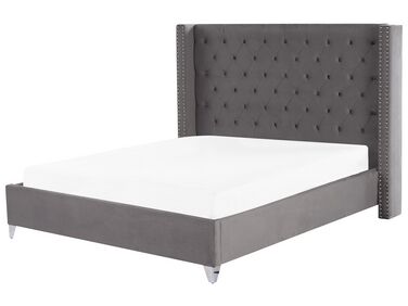 Bed Fluweel LUBBON 180 x 200 cm Grijs