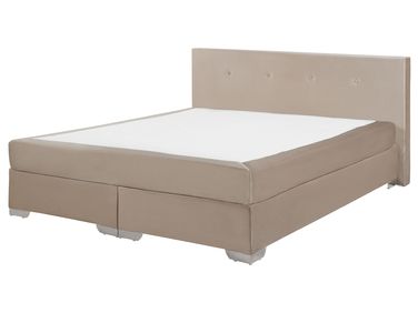 Boxspring Fluweel CONSUL 160 x 200 cm Lichtbeige