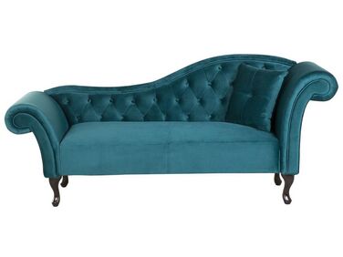 Chaise longue côté droit LATTES Velours Bleu paon