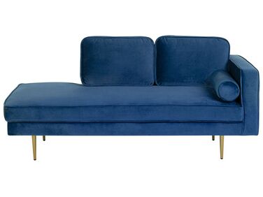 Rechtszijdige chaise longue MIRAMAS Fluweel Marineblauw