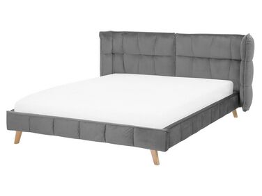Bed Fluweel SENLIS 160 x 200 cm Grijs