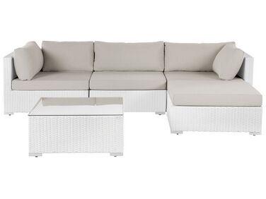 Ensemble de canapés d'angle de jardin 4 places SANO Côté gauche Polyrotin Blanc