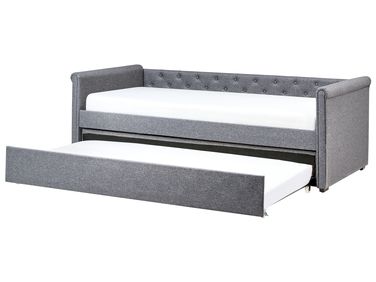 Onderschuifbed Stof LIBOURNE 90 x 200 cm Donkergrijs