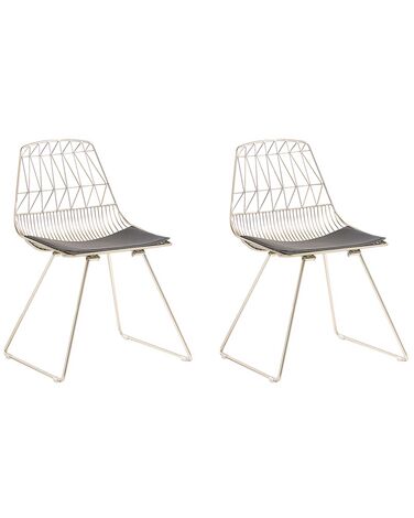 Set van 2 eetkamerstoelen HARLAN Metaal Goud
