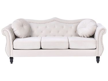 Bank 3-zits SKIEN Fluweel Lichtbeige