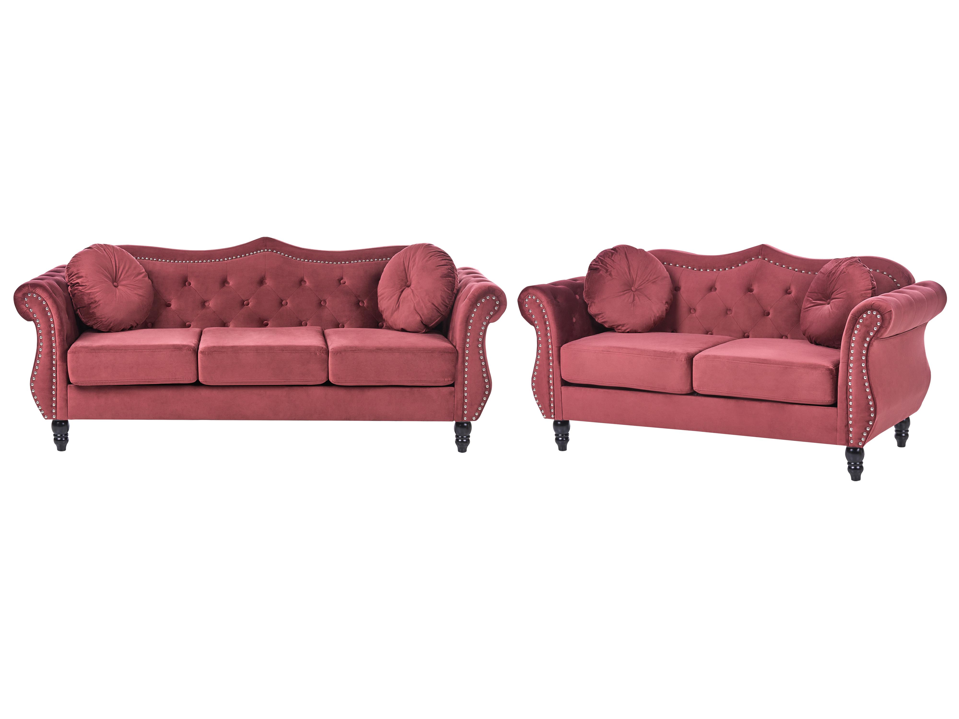 Ensemble de salon 5 places SKIEN Velours Rouge foncé