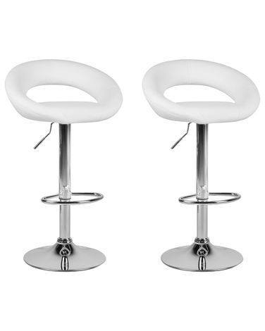 Set van 2 barstoelen PEORIA Kunstleer draaibaar Wit