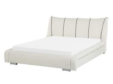 Bed Leer NANTES 140 x 200 cm Gebroken wit