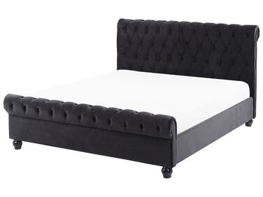 Bed Fluweel AVALLON 140 x 200 cm Zwart