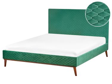 Bed Fluweel BAYONNE 160 x 200 cm Donkergroen