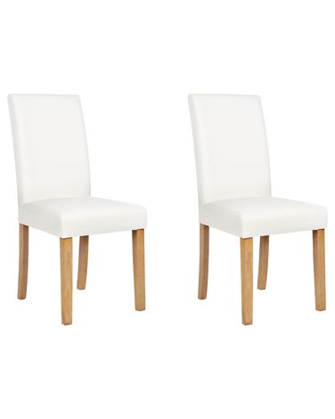 Lot de 2 chaises de salle à manger BROADWAY Cuir PU Blanc