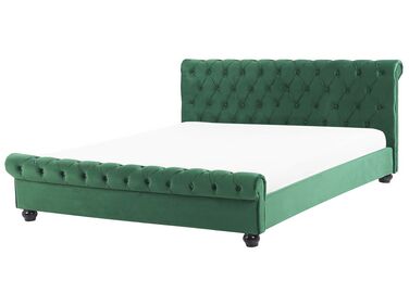 Bed Fluweel AVALLON 180 x 200 cm Smaragdgroen