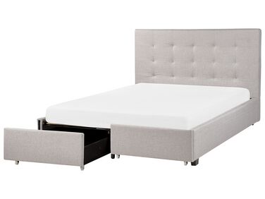 Bed with Storage Drawers Fabric LA ROCHELLE 140 x 200 cm (EU Double) Light Grey