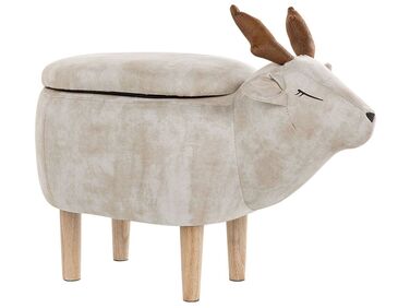 Storage Animal Stool REINDEER Fabric Beige Reindeer